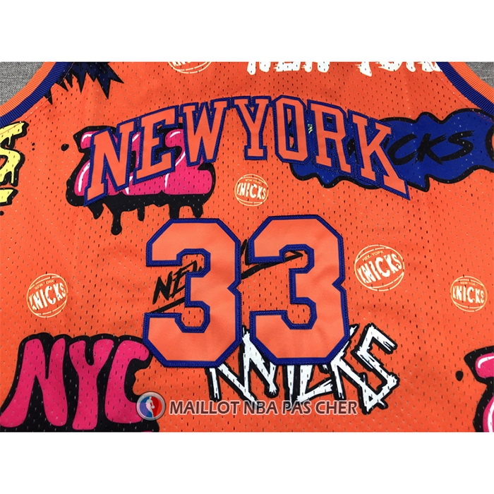 Maillot New York Knicks Patrick Ewing Slap Sticker Mitchell & Ness 1991-92 Orange